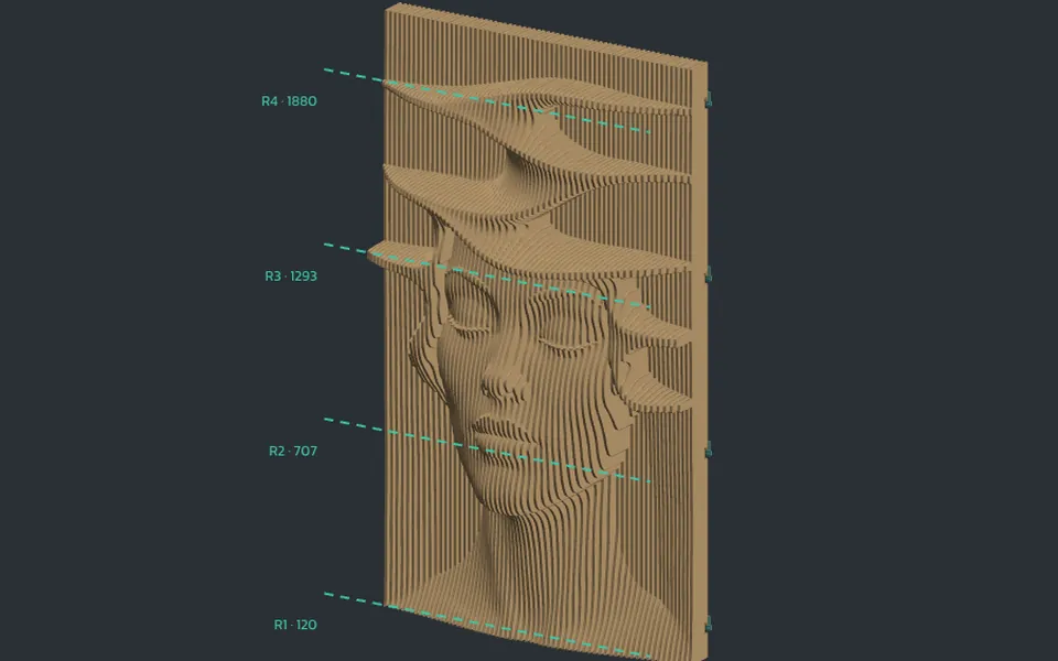 ระแนง 3D ใบหน้าจากโมเดล STL